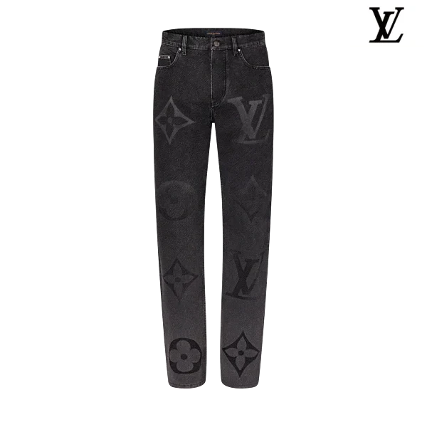 Louis Vuitton Black Giant Monogram Print Denim Pants