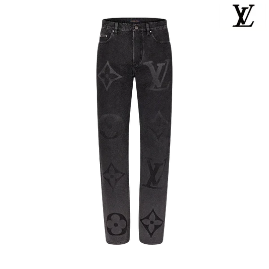 Louis Vuitton Black Giant Monogram Print Denim Pants