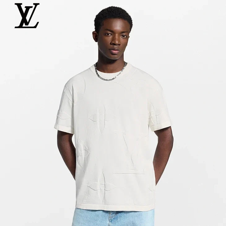 Louis Vuitton White Embossed Monogram Short Sleeve T-Shirt