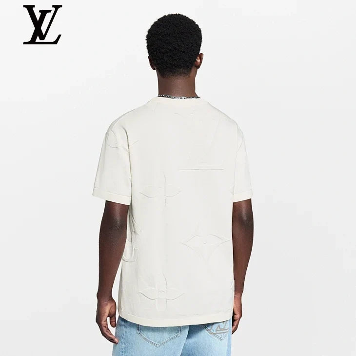 Louis Vuitton White Embossed Monogram Short Sleeve T-Shirt