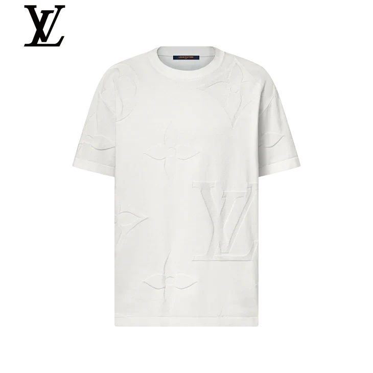 Louis Vuitton White Embossed Monogram Short Sleeve T-Shirt