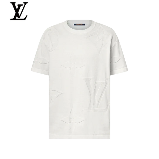 Louis Vuitton White Embossed Monogram Short Sleeve T-Shirt