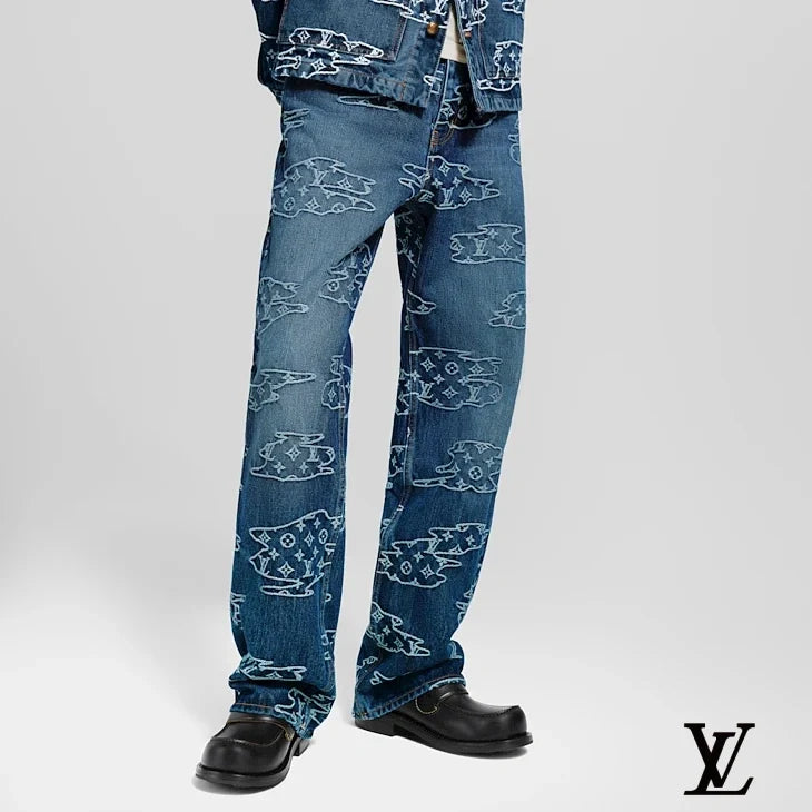 Louis Vuitton Blue Monogram Cloud Straight-Leg Jeans