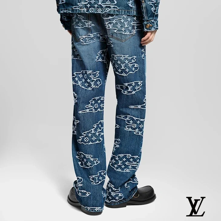 Louis Vuitton Blue Monogram Cloud Straight-Leg Jeans
