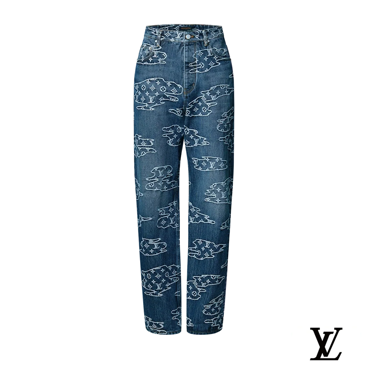 Louis Vuitton Blue Monogram Cloud Straight-Leg Jeans