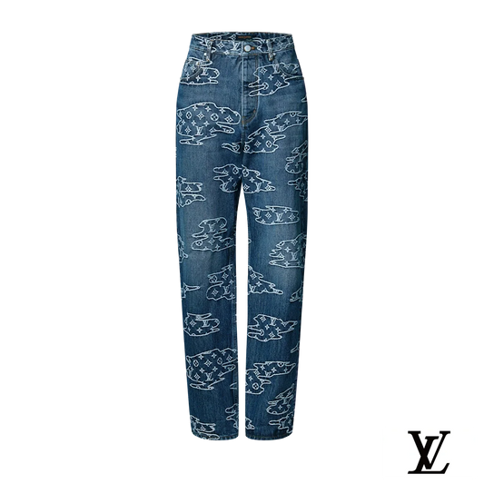 Louis Vuitton Blue Monogram Cloud Straight-Leg Jeans