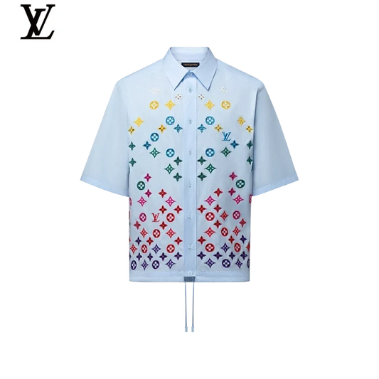 Louis Vuitton Multicolour Monogram Embroidery Drawstring Short-Sleeve Shirt