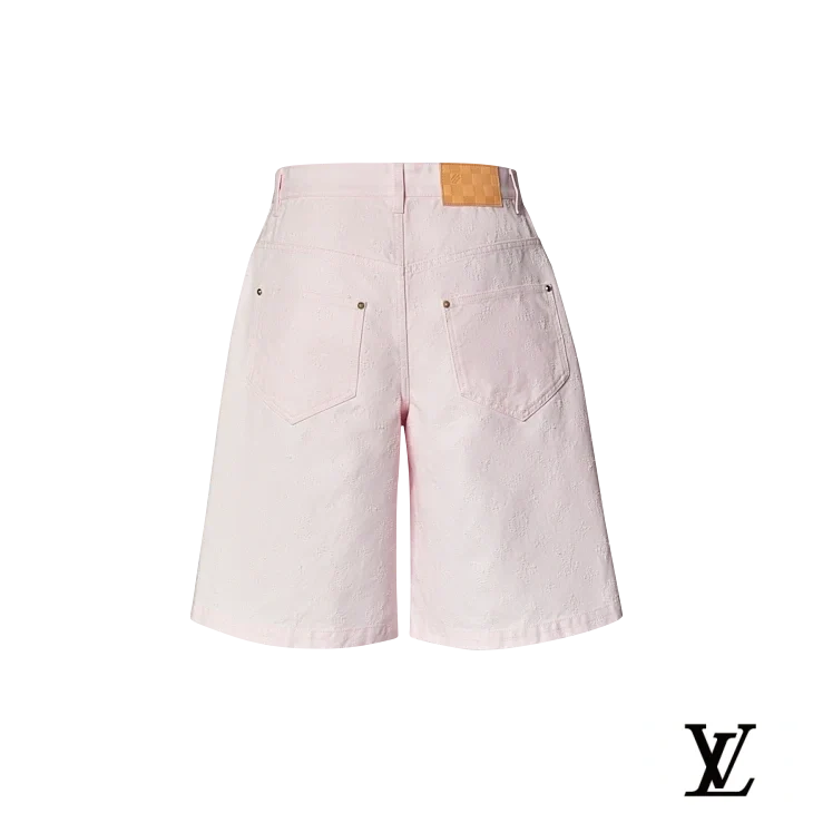 Louis Vuitton Pink Jacquard Denim Shorts