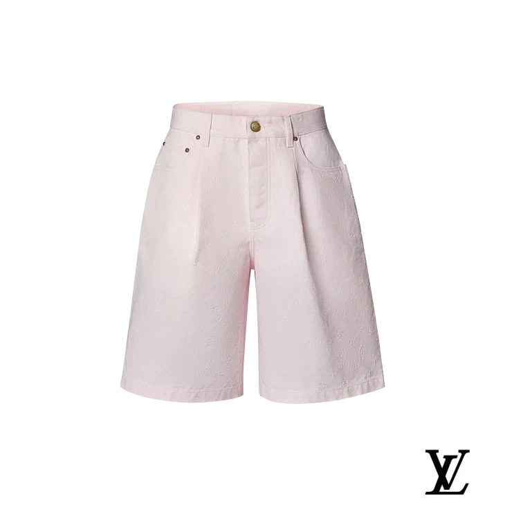 Louis Vuitton Pink Jacquard Denim Shorts