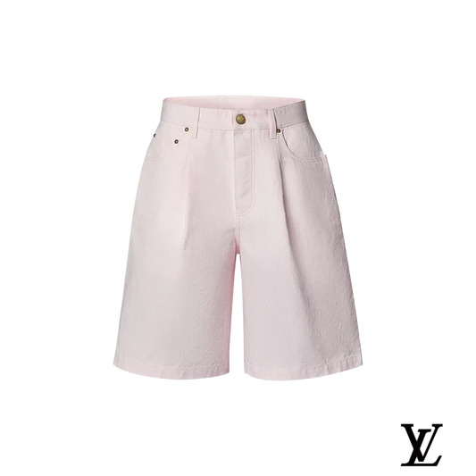 Louis Vuitton Pink Jacquard Denim Shorts