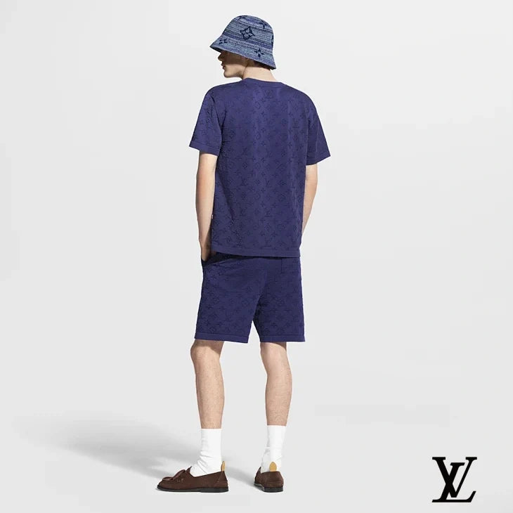 Louis Vuitton Blue Monogram Terry Drawstring Shorts