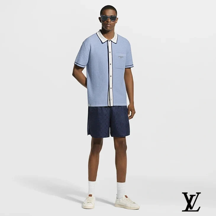 Louis Vuitton Navy Monogram Jacquard Drawstring Shorts