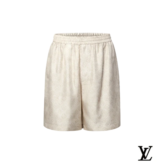 Louis Vuitton Beige Monogram Jacquard Drawstring Shorts