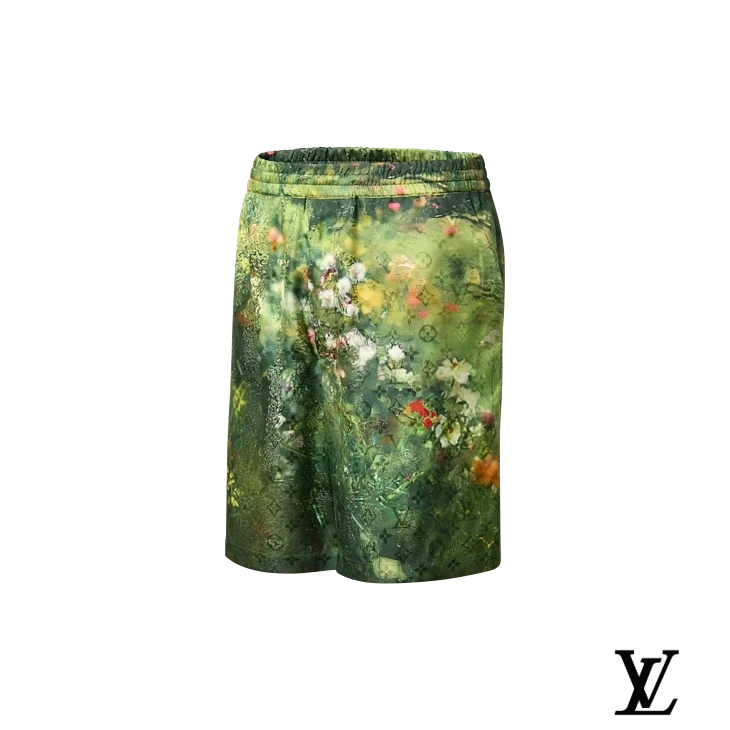 Louis Vuitton Green Floral Monogram Print Shorts