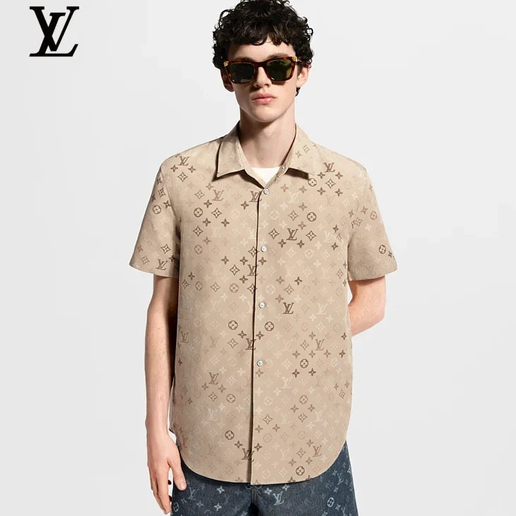 Louis Vuitton Beige Monogram Print Short Sleeve Shirt