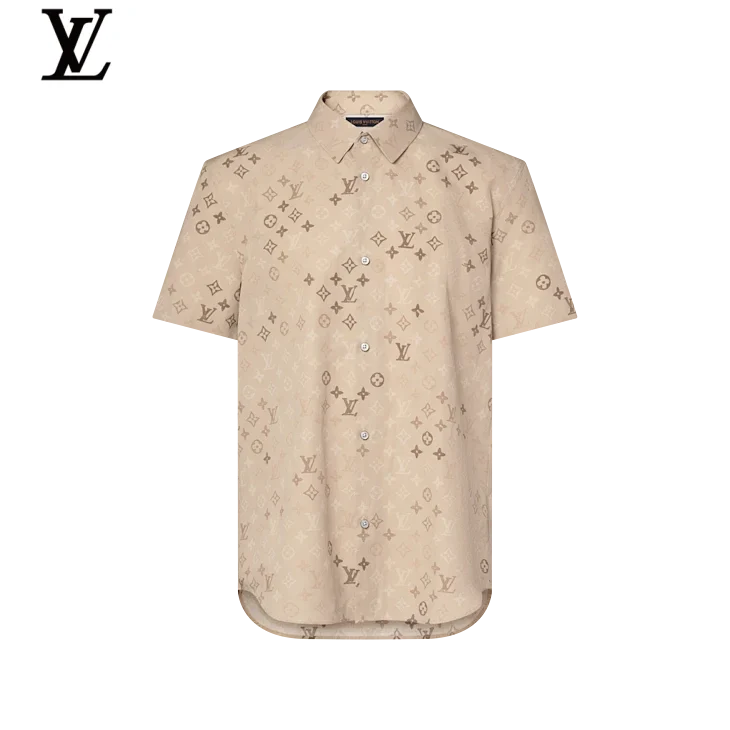 Louis Vuitton Beige Monogram Print Short Sleeve Shirt