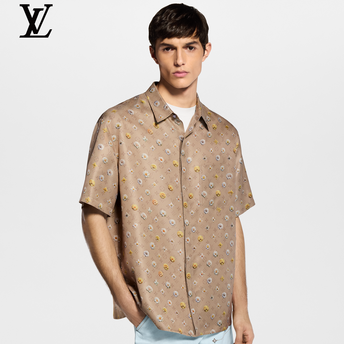 Louis Vuitton Khaki Monogram Floral Print Short Sleeve Shirt