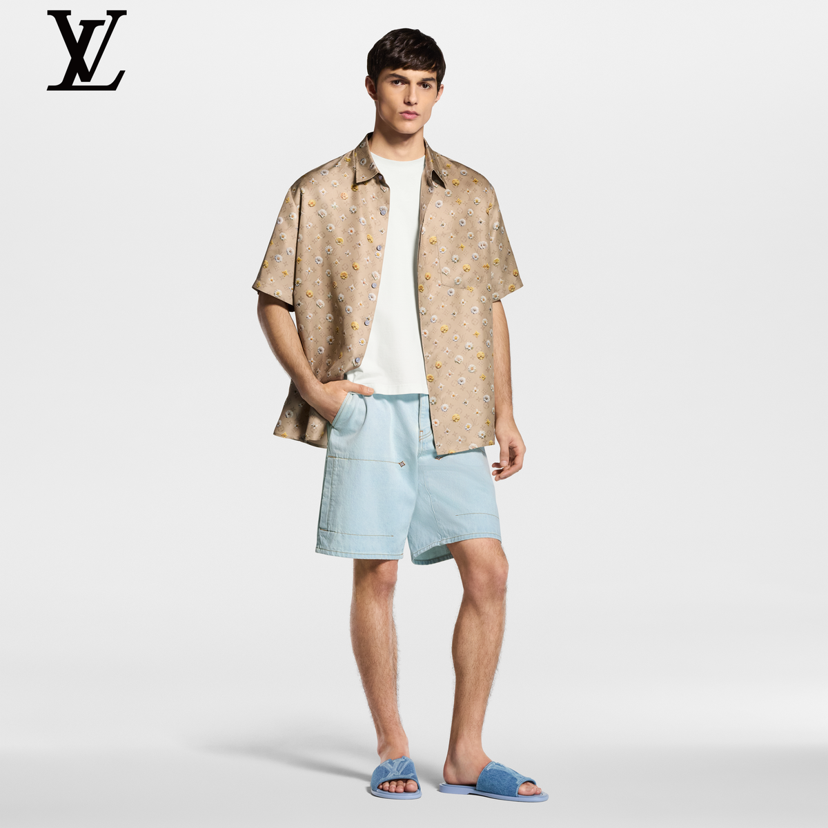 Louis Vuitton Khaki Monogram Floral Print Short Sleeve Shirt