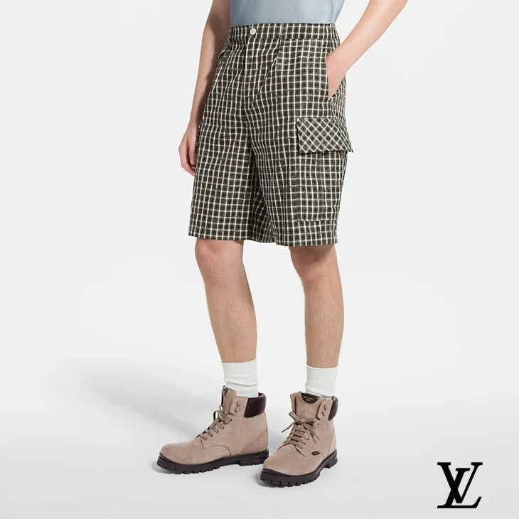 Louis Vuitton Brown Check Cargo Shorts