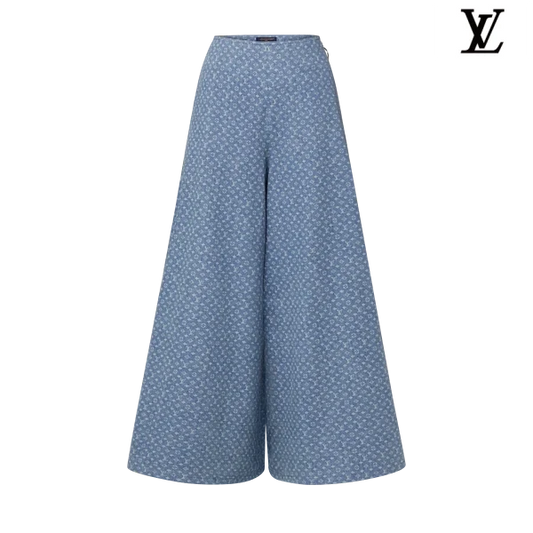 Louis Vuitton Light Blue Monogram Allover Print Wide-Leg Culottes