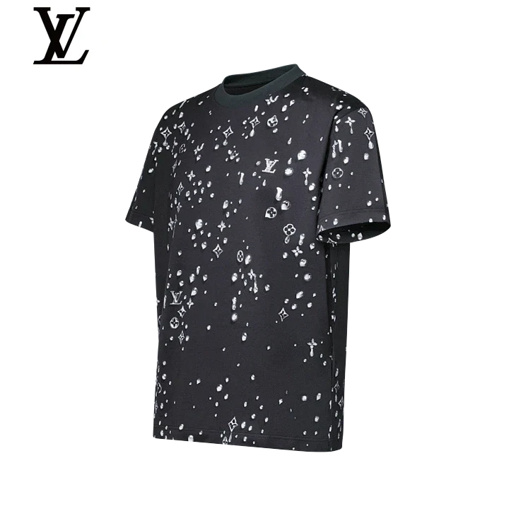 Louis Vuitton Black Water Drop Monogram Print Short Sleeve T-Shirt