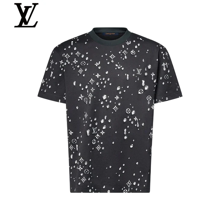 Louis Vuitton Black Water Drop Monogram Print Short Sleeve T-Shirt