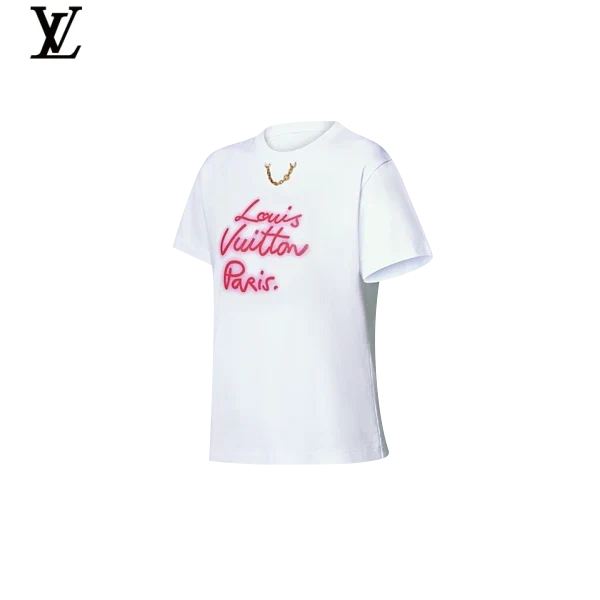 Louis Vuitton Pink Signature Chain Print Short-Sleeve T-Shirt