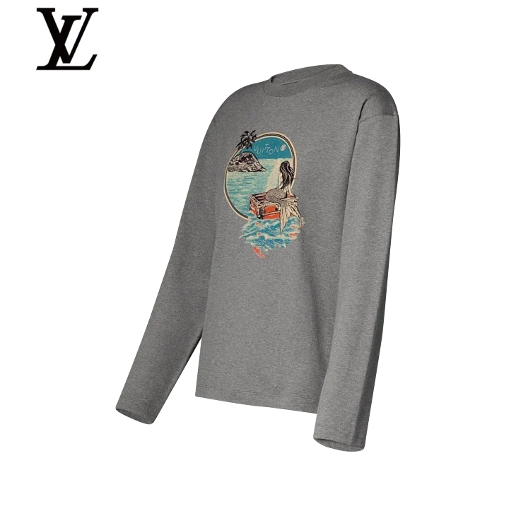 Louis Vuitton Grey Mermaid Print Long-Sleeve T-Shirt