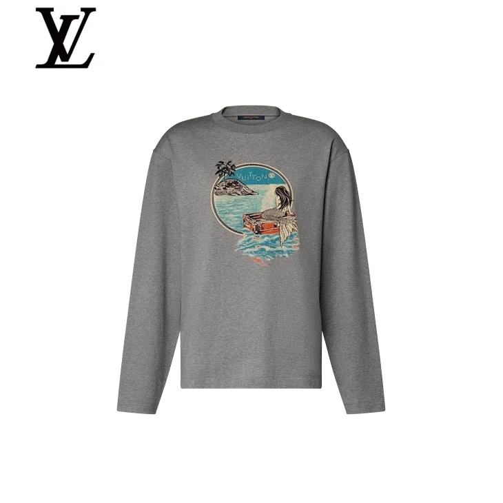 Louis Vuitton Grey Mermaid Print Long-Sleeve T-Shirt