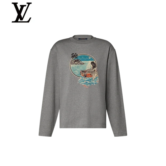 Louis Vuitton Grey Mermaid Print Long-Sleeve T-Shirt