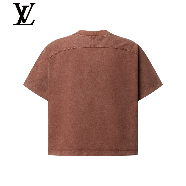 Louis Vuitton Brown Washed Script Logo Cropped T-Shirt