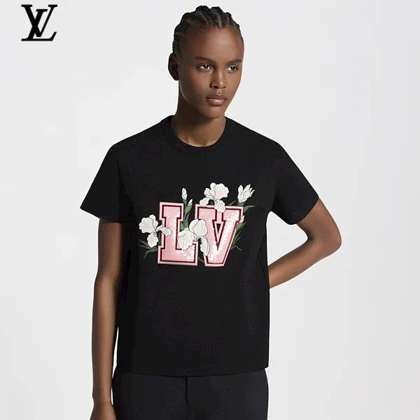 Louis Vuitton Floral LV Logo Print Short-Sleeve T-Shirt