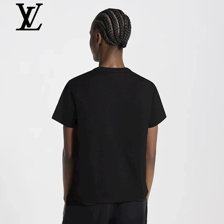 Louis Vuitton Black Floral LV Print Short-Sleeve T-Shirt