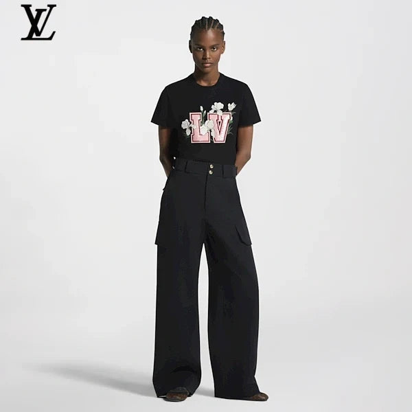 Louis Vuitton Floral LV Logo Print Short-Sleeve T-Shirt