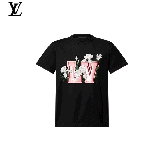 Louis Vuitton Floral LV Logo Print Short-Sleeve T-Shirt