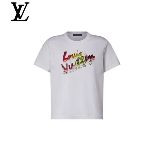 Louis Vuitton White Colorful Water Bubble Logo T-Shirt