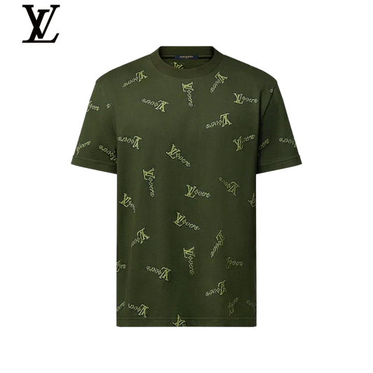 Louis Vuitton Green Allover Logo Short Sleeve T-Shirt