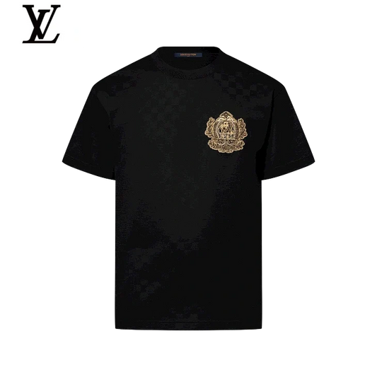 Louis Vuitton Black Gold Badge Short Sleeve T-Shirt