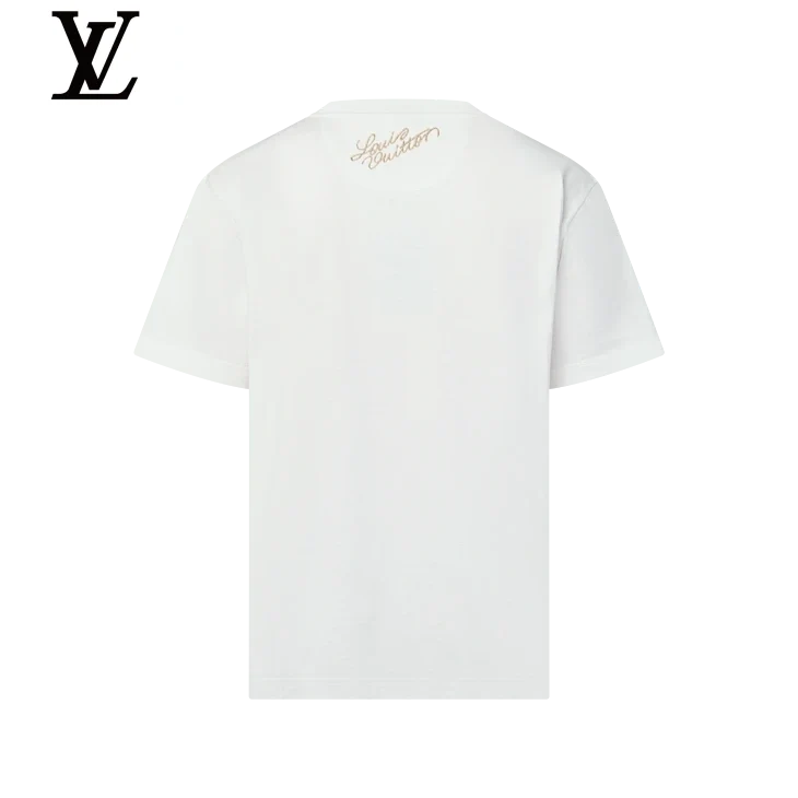 Louis Vuitton White Crest Dog Emblem Print Short Sleeve T-Shirt
