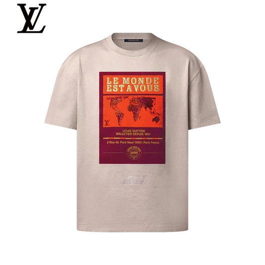 Louis Vuitton Beige "Le Monde Est À Vous" World Map Print T-Shirt