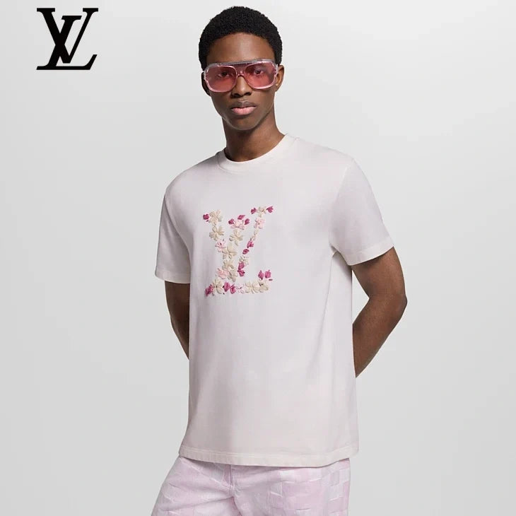 Louis Vuitton White Floral LV Embroidery T-Shirt