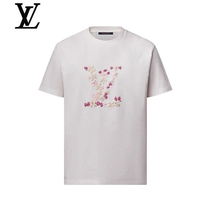 Louis Vuitton White Floral LV Embroidery T-Shirt