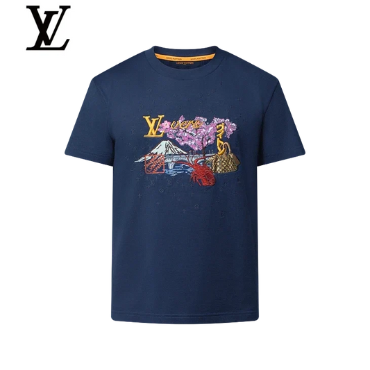 Louis Vuitton Navy Fuji Lobster Embroidery T-Shirt