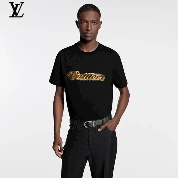 Louis Vuitton Gold Vintage Script Short-Sleeve T-Shirt