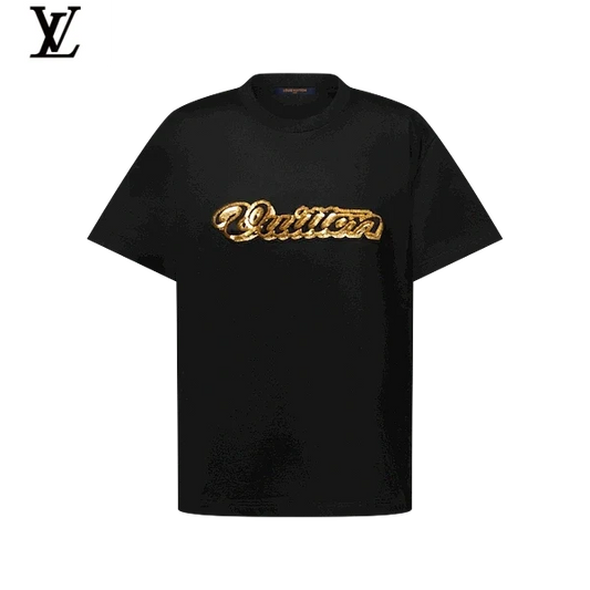 Louis Vuitton Gold Vintage Script Short-Sleeve T-Shirt