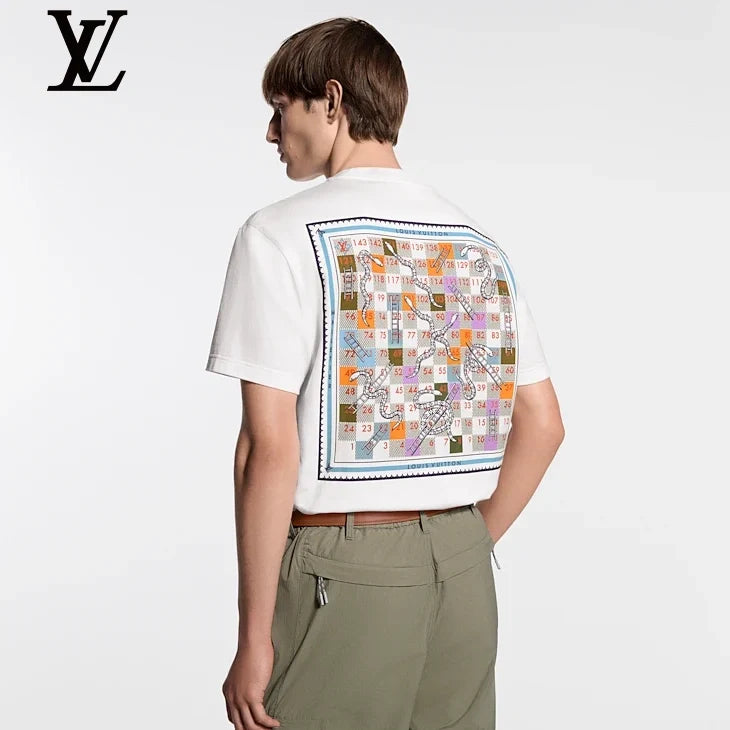 Louis Vuitton White Snake Logo Short Sleeve T-Shirt