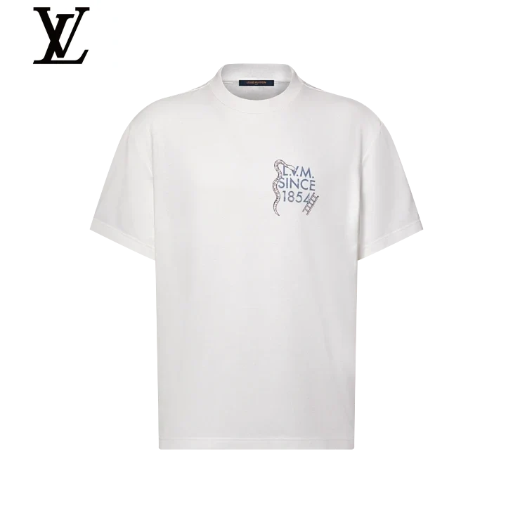 Louis Vuitton White Snake Logo Short Sleeve T-Shirt