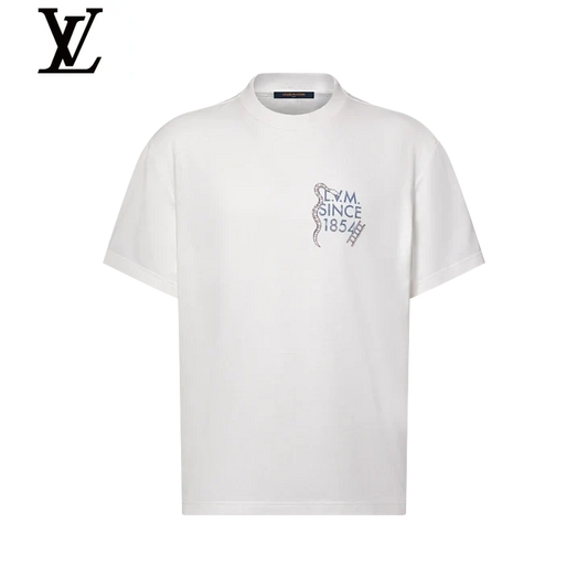 Louis Vuitton White Snake Logo Short Sleeve T-Shirt