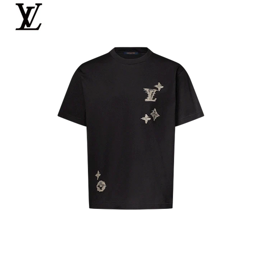 Louis Vuitton Black Distressed Monogram Short Sleeve T-Shirt