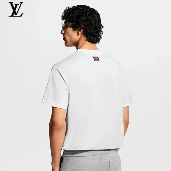Louis Vuitton Light Blue Flocked Signature Short-Sleeve T-Shirt